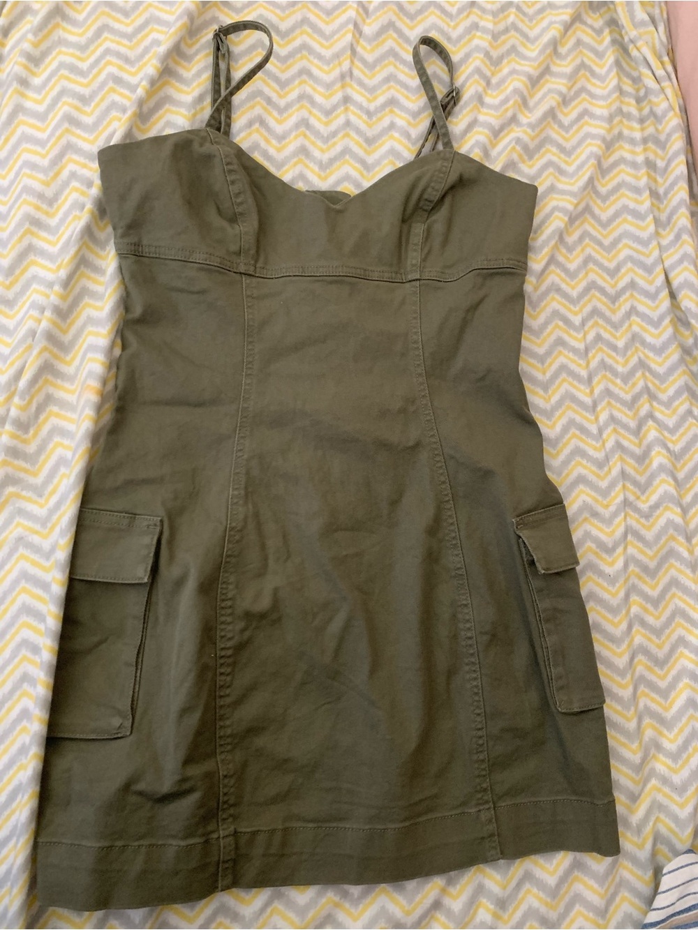 Cotton On Olive Cargo Pocket Spaghetti Strap Mini Dress